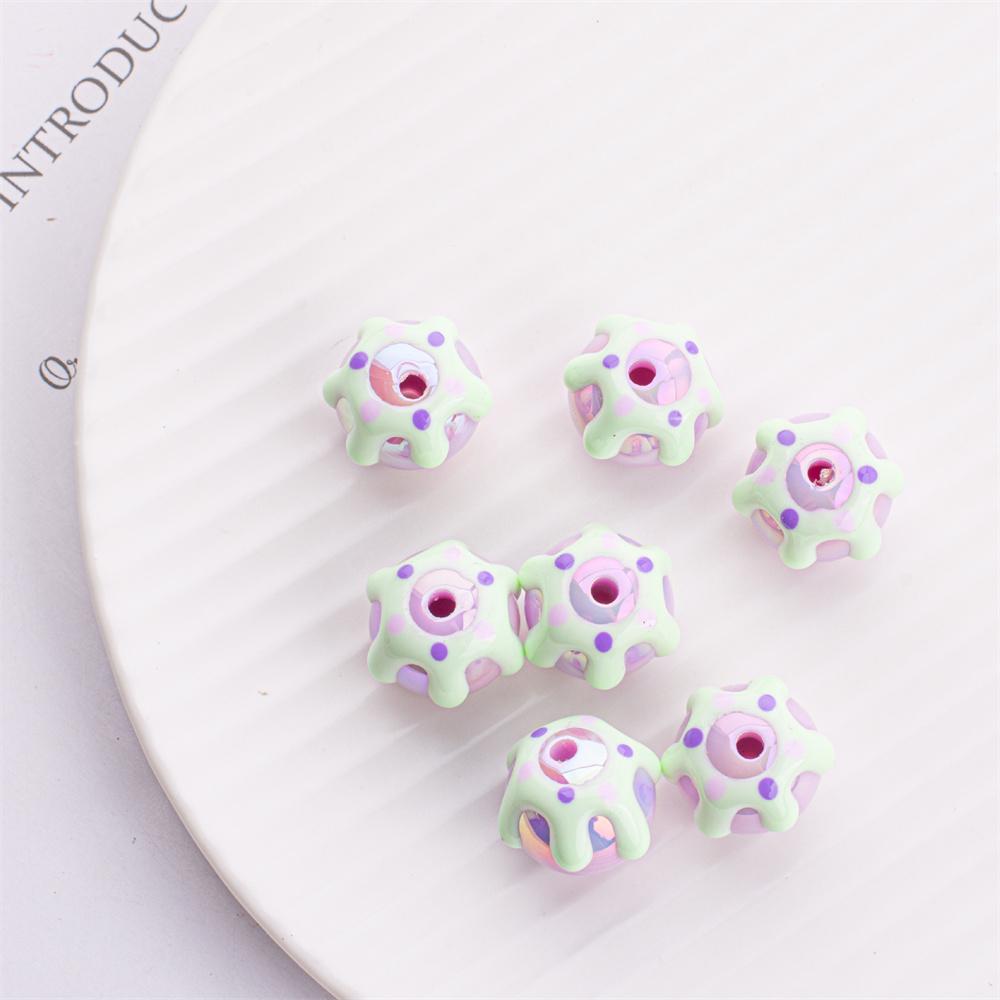 SW18 16mm Cute Creativity Cake Beads Illusion Flower Colored Round Bead Handmade Beaded Mobile Phone Chain Material Bracelet