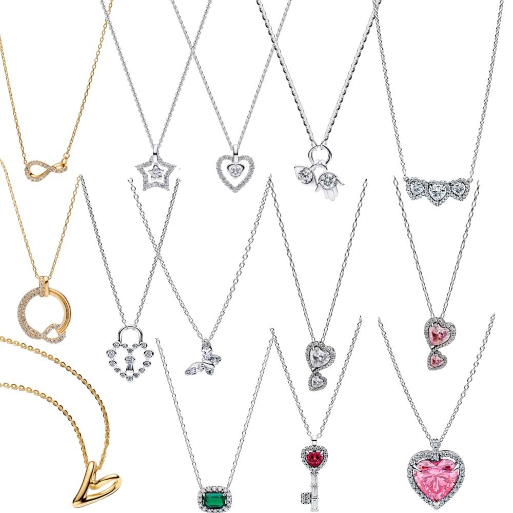 925 Silver,Heart-Shaped,Butterfly, Pentagram, Necklace, Suitable for Exquisite Jewelry Gifts for European Women