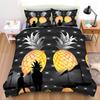 Vibrant Blue Pineapple Bedding Set Duvet Cover Modern Tropical Design On Black Background Suitable Children Kids And Adults