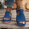 Fashion Large size beach sandals women 2025 summer new European and American hemp rope thick soled women sandals spot wholesale