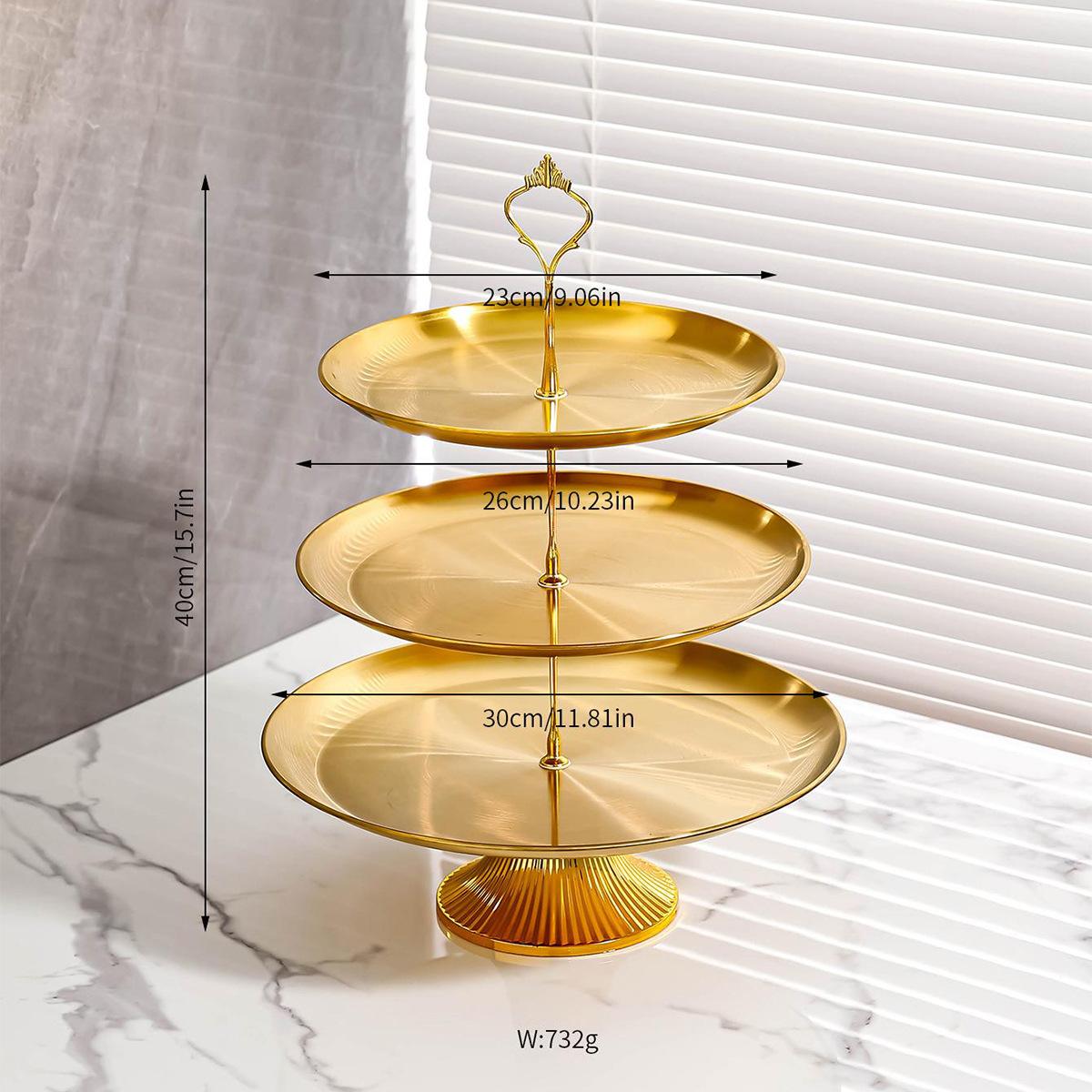 

Поднос для фруктов и закусок, роскошный журнальный столик из нержавеющей стали для гостиной, стойка регистрации, двухслойный поднос для десертов и конфет