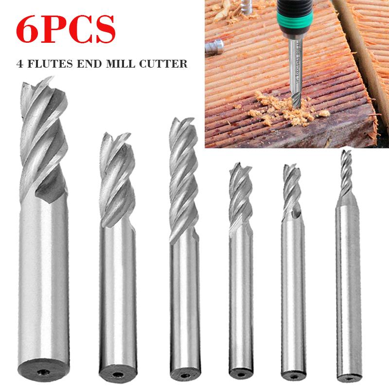 

PDTO 6 шт. с твердосплавным покрытием, 4-флейтовая спиральная фреза с ЧПУ, концевая фреза с хвостовиком 1/8 -5/8