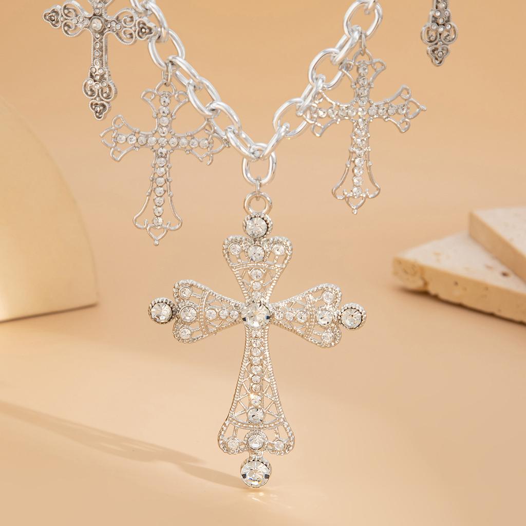 Fashion Diamond Cross Necklace Personalised Trendy Female Cross Chain Necklace