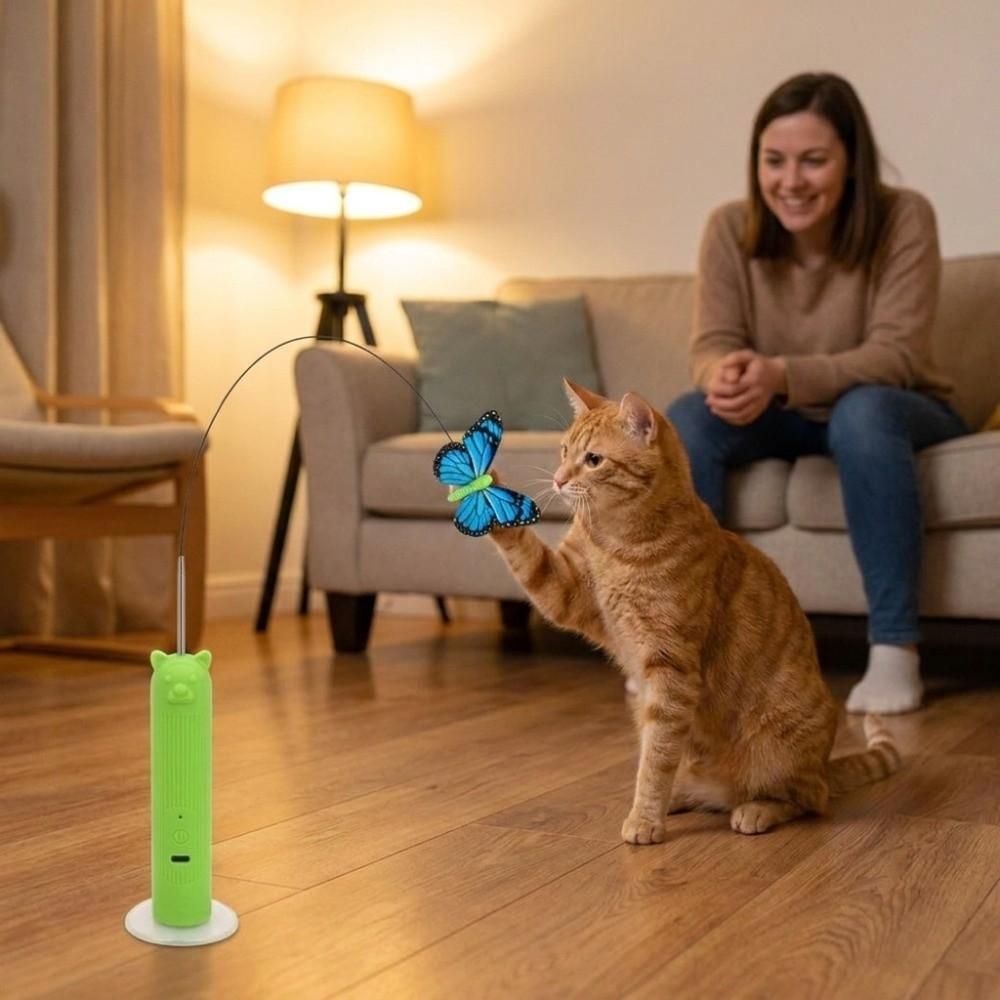 360° Rotation Automatic Cat Toy USB Rechargeable Electric Butterfly Flying Cat Toy Self Play