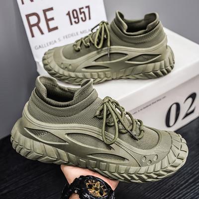 Mode Casual Trendy Herenschoenen 2025 Gebreid Ademend Luie Schoenen One Step Causal Buitenschoenen Ronde Neus PVC Zool Zonder Veters