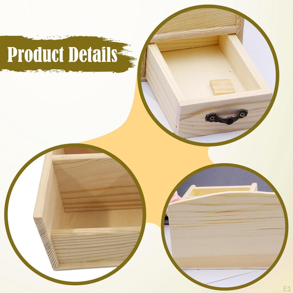 Desk Organizer,Tabletop Storage Box,Shelf,Wood,Rustic Table Organization with Drawers for Makeup