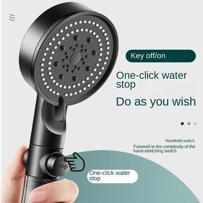 Bathroom Pause Switch Water Flow Regulation with 5 Spray Modes with Carbon Filter Handheld Shower Head High Pressure