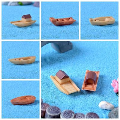 Wooden Boat Resin Wooden Boat Decoration Resin Mini Boat Fish Tank Decoration  Fish Tank