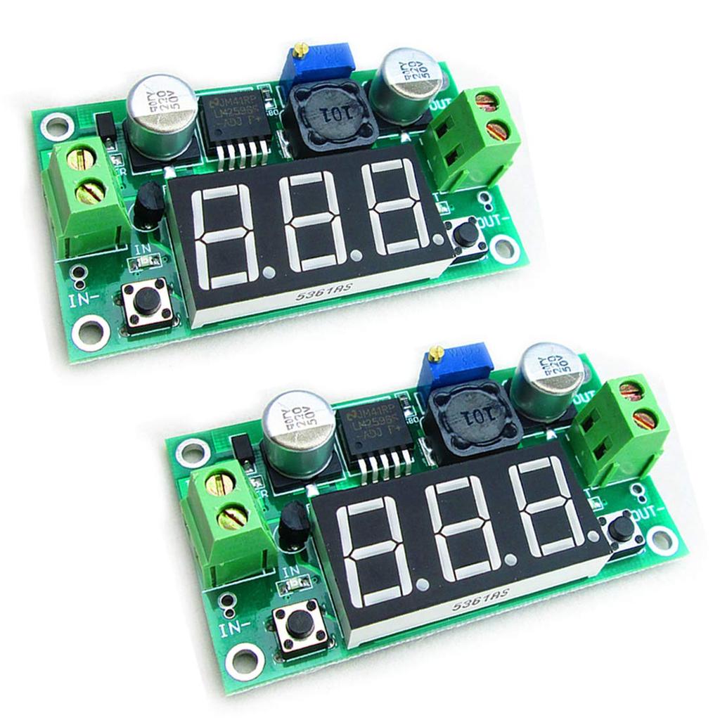 HiLetgo 2pcs LM2596 Adjustable DC-DC Step Down Buck Power Convert Module 4.0-40V Input To 1.25-37V Output with LED Voltmeter Display