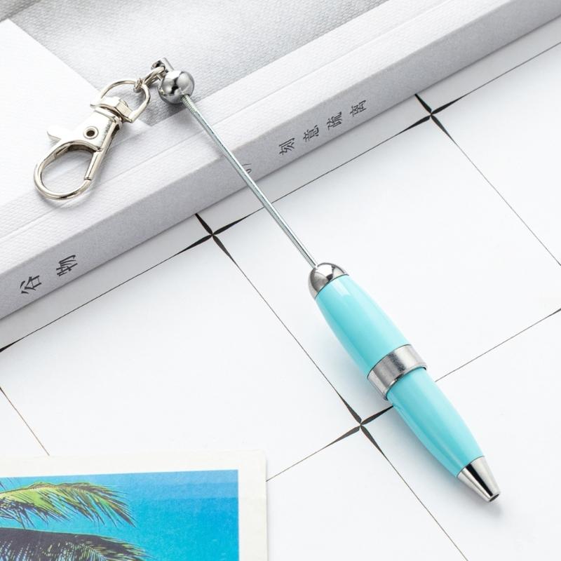 5pcs Writing Pen Beadable Ballpoint Pen with Keychain Beaded Pen for Student
