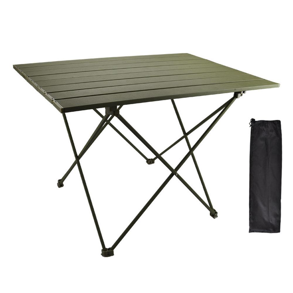 Table pliante portable en alliage d'aluminium pour pique-nique et barbecue, taille L, 68,5 x 45,5 x 46,5 cm vert
