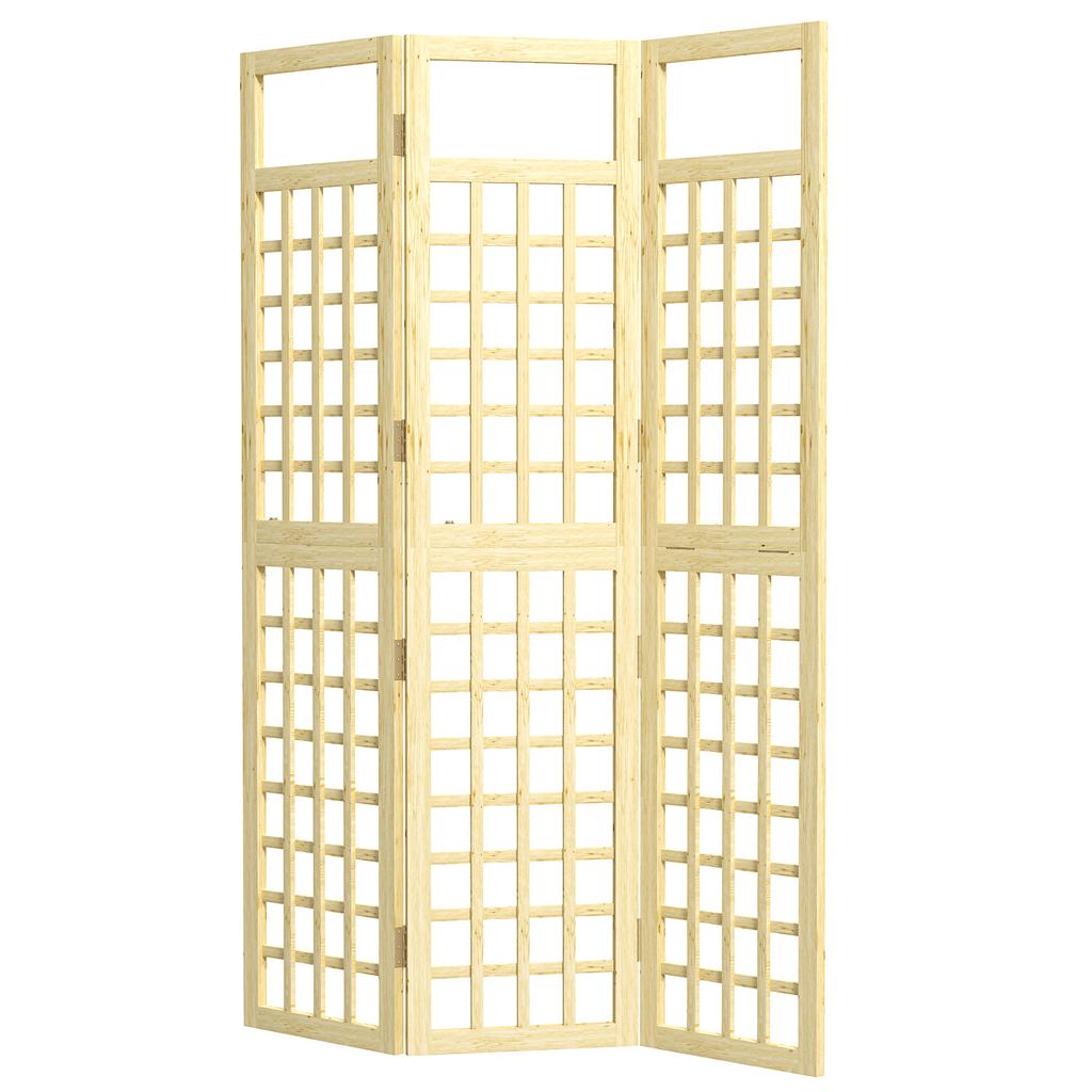 3-Panel Garden Privacy Screen, Freestanding Foldable Wooden Outdoor Divider/Trellis, Decorative Privacy Screen for Garden Patio, 120 X 170 Cm
