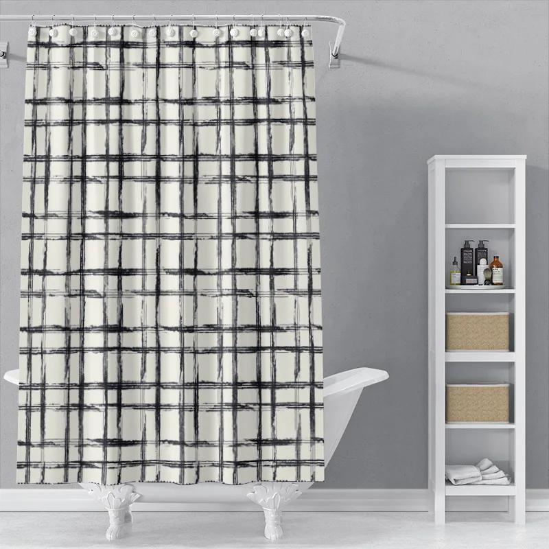 The New Isn Simple Nordic Black And White Line Draft Shower Curtain Toilet Partition Hanging Cloth Window Shading