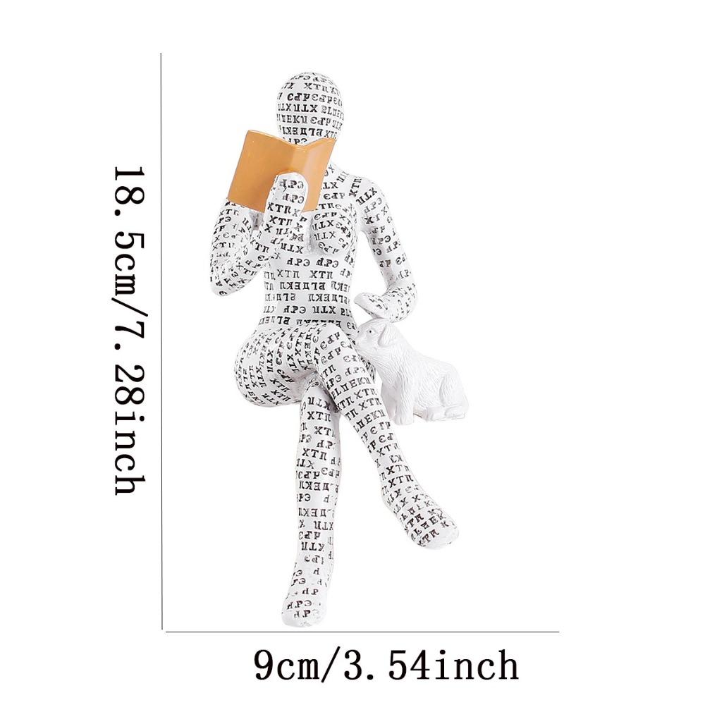Creative Mini Reading Woman Figurine Thinker Style Resin Art Sculpture Nordic Modern Simple Abstract Sculptures Home