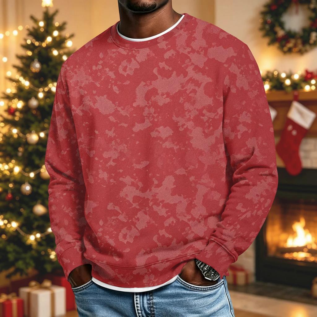 Men's Loose Fit Casual Collared Long Sleeve Shirt, Camouflage Print Outdoor Top