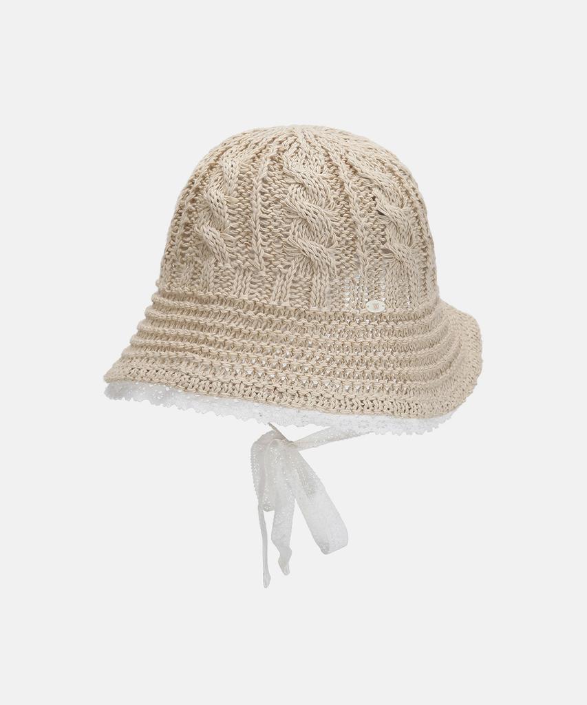 Hwaiteusaenjeu Floral Knit Lace Bonnet Hat Nubia (4 Colors)