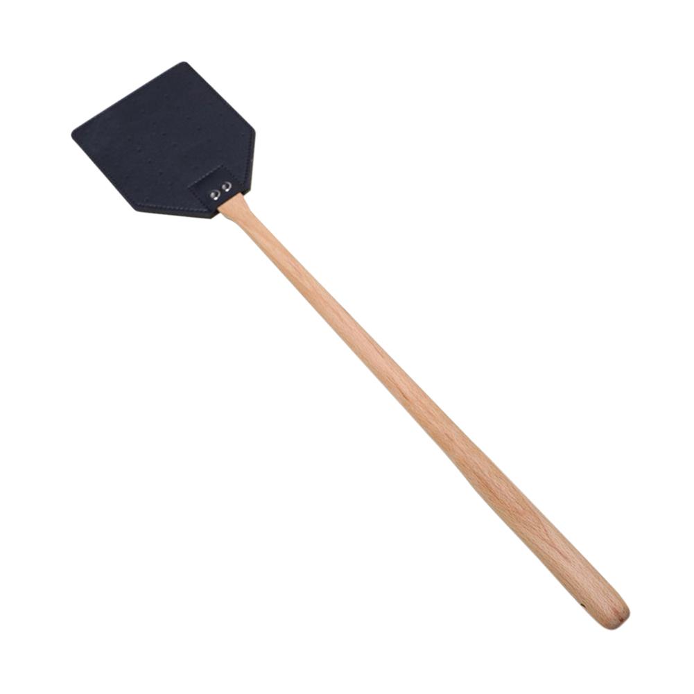 1PC Leather Fly Swatter with 19" Long Wood Handle Sturdy Durable Flyswatter for Indoor and Outdoor Pest Control Rustic Swatter