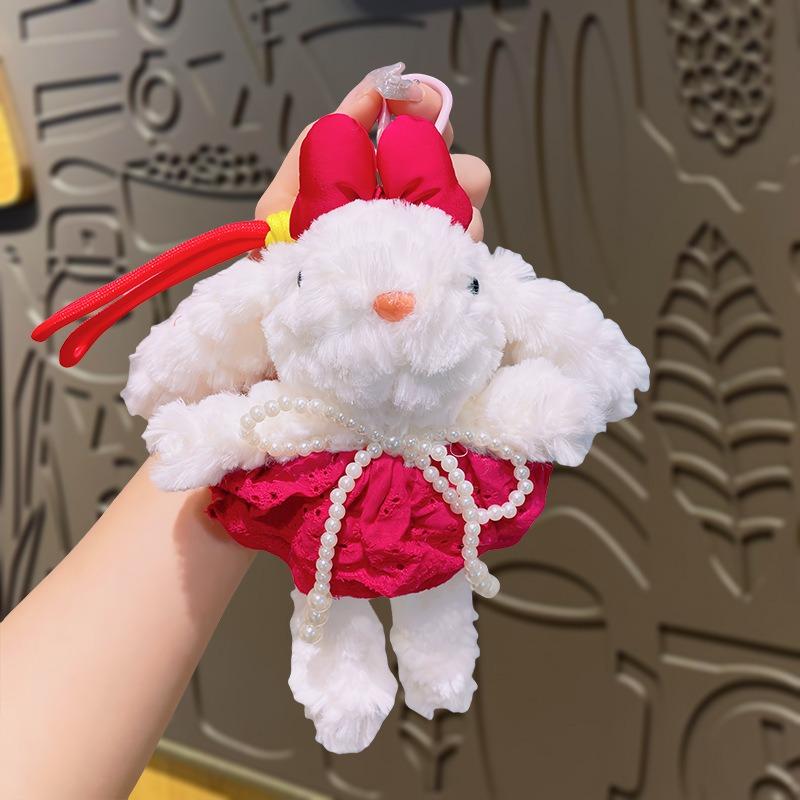 Cartoon Plush Princess Dress, Long-eared Rabbit Keychain, Cute Dress-up Rabbit Girl Bag Pendant
