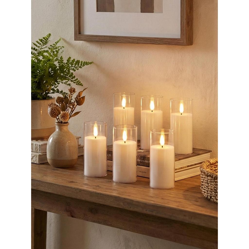 Set of 6 Plastic Candle Lantern Battery Flameless Led Candle Cheap Safer Candles Party Holiday Event Perfect Decor