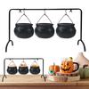 Halloween Witch Bucket 3 Can Iron Rack Set Candy Bucket Cauldron Candy Bowl Iron Pot Bucket for Treat Kitchen Dining Home Decor