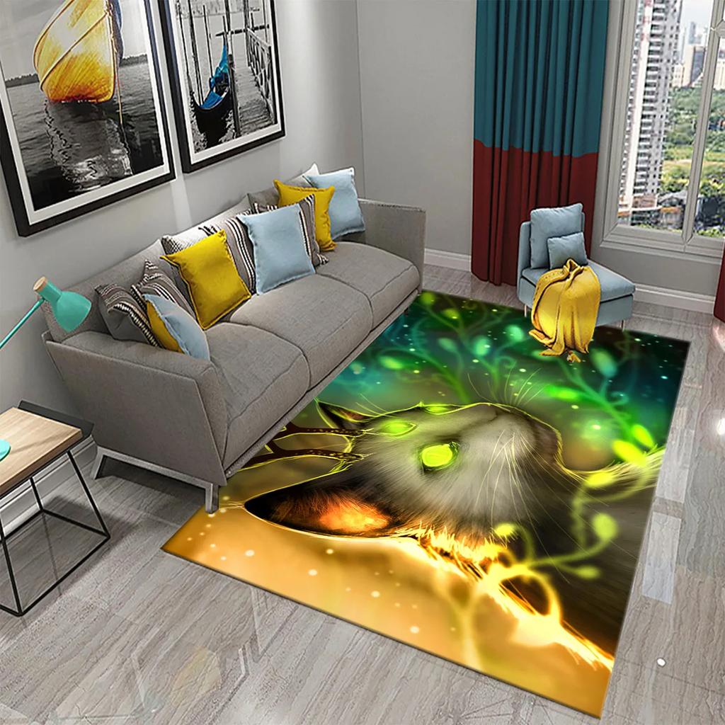 3D Cartoon Niedliche Katze Teppich für Wohnzimmer Badezimmer Kinderzimmer Dekoration Kinder Spielen Krabbeln Weich Rutschfest Bodenmatte Geschenk