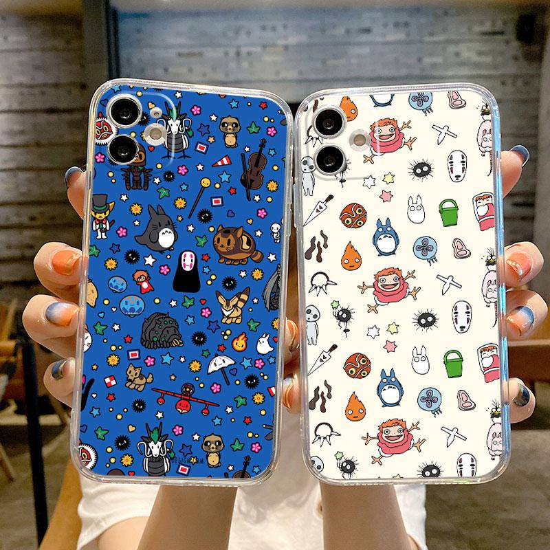 Totoro Soft Phone Case for iPhone 11 Pro 8 7 6S X XS 12 Pro Max 14 Plus XR 13 Mini SE 14Pro 11 Cartoon Cute Japan Anime Cover