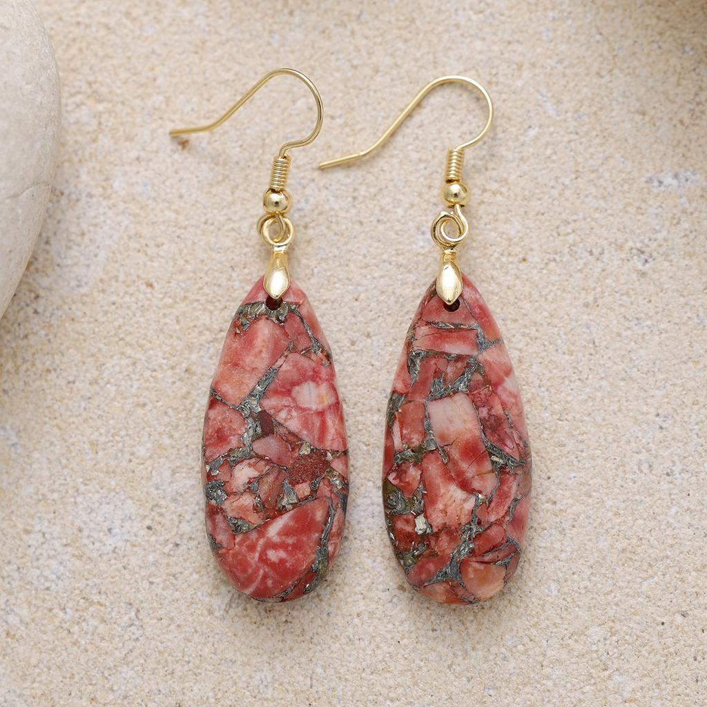 Luxury High Quality Natural Emperor Stone Water Drop Earrings Earrings European and American Popular Retro Jewelry