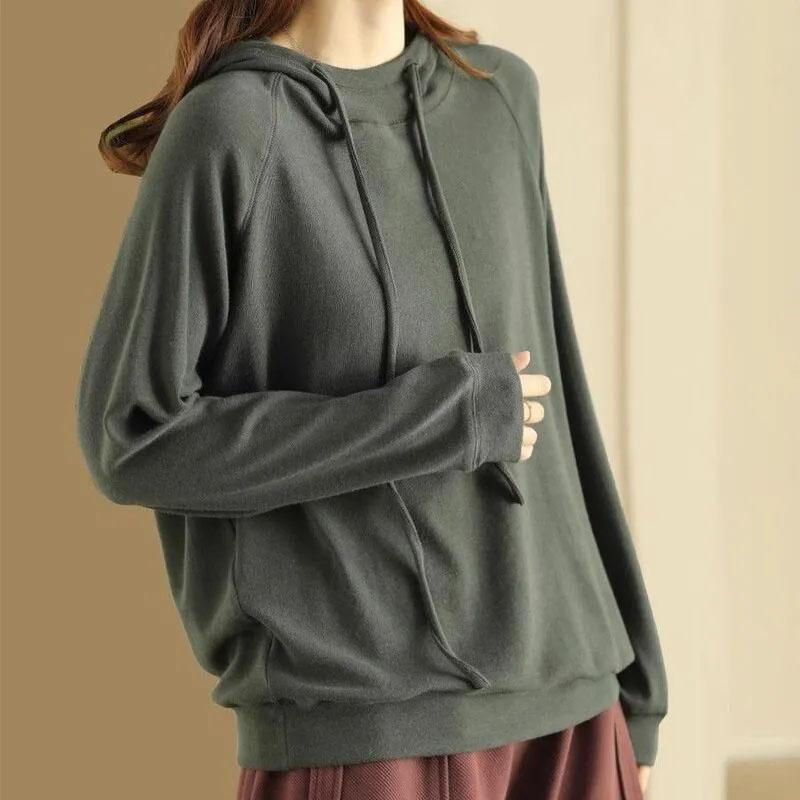 Sweatshirt for Women Cotton Oversize Hooded Thickened Loose Casual Pullover Long Sleeve Top Sweatshirt