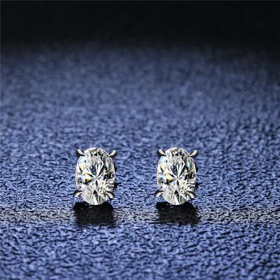 Brincos de moissanita de prata esterlina D Color 2 quilates excelente corte impecável oval diamante brincos de pino de casamento joias de moissanita