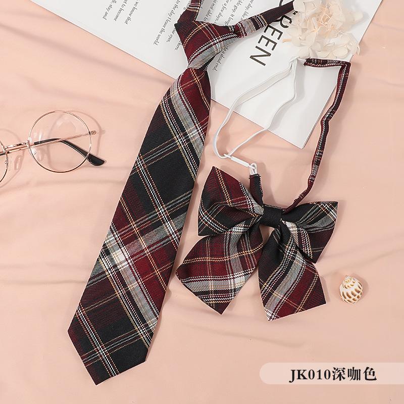 Japanese Korean Version Striped Jkdk College Style Red Cyan Gray Blue Shirt Men'S And Women'S Accessories Free Tie Tie Set