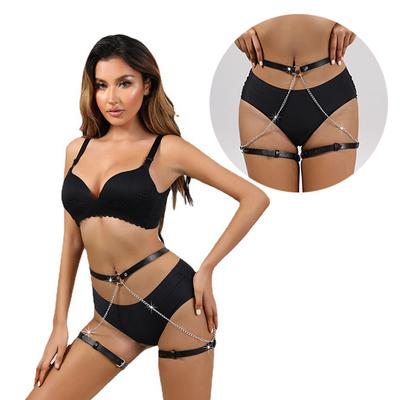 Bacak Kemeri Esaret Seti Kafes Deri Jartiyer Lingerie Vücut Sutyen Seksi Koşum