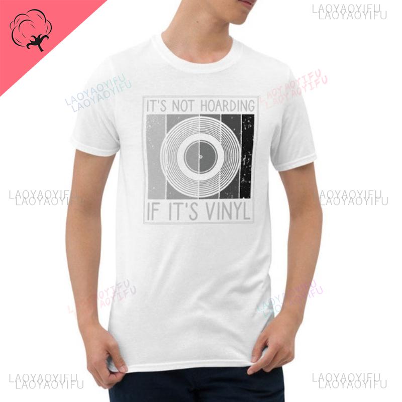 Camiseta de Algodón Disco de Vinilo No es Acaparar Si Son Vinilos Regalo Divertido para DJ Coleccionistas de Discos Tops Camiseta Unisex Estética Streetwear