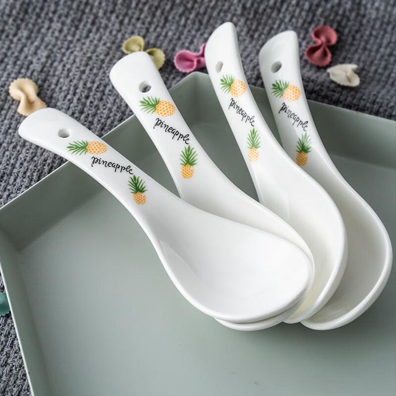 Changbaosen Japanese Style Ceramic Soup & Rice Spoons (Set of 10)