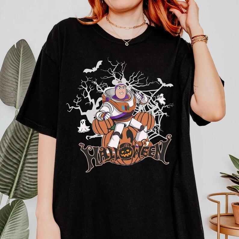 Toy Story Buzz Ghost Boo Haw Halloween Black Tshirt S
