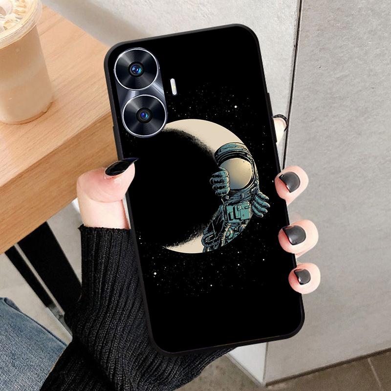 For Realme C55 Case Cool Black Soft Silicone TPU Bumper Protective Phone Case For OPPO Realme C55 case Cover Fundas Shell Coque
