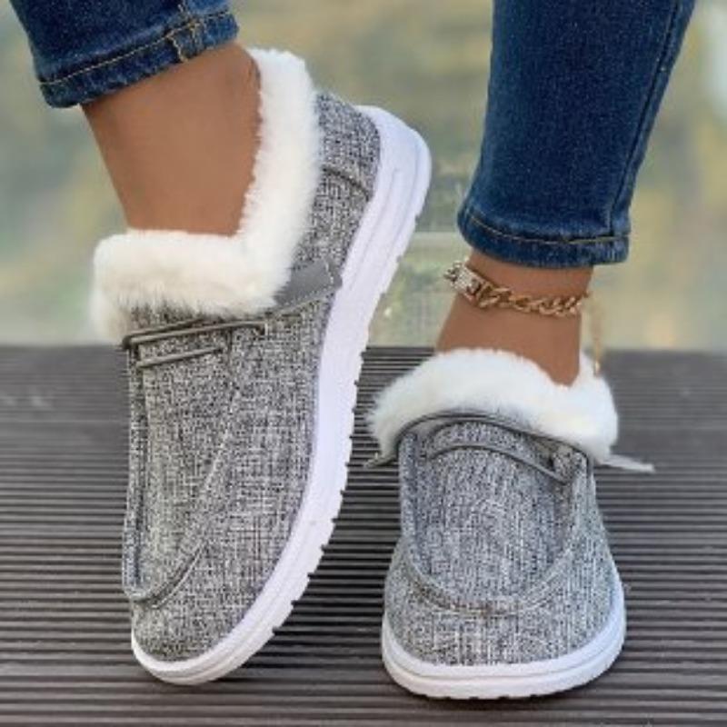 Winter new large size velvet warm women's shoes flat bottom round head one pedal casual shoes women