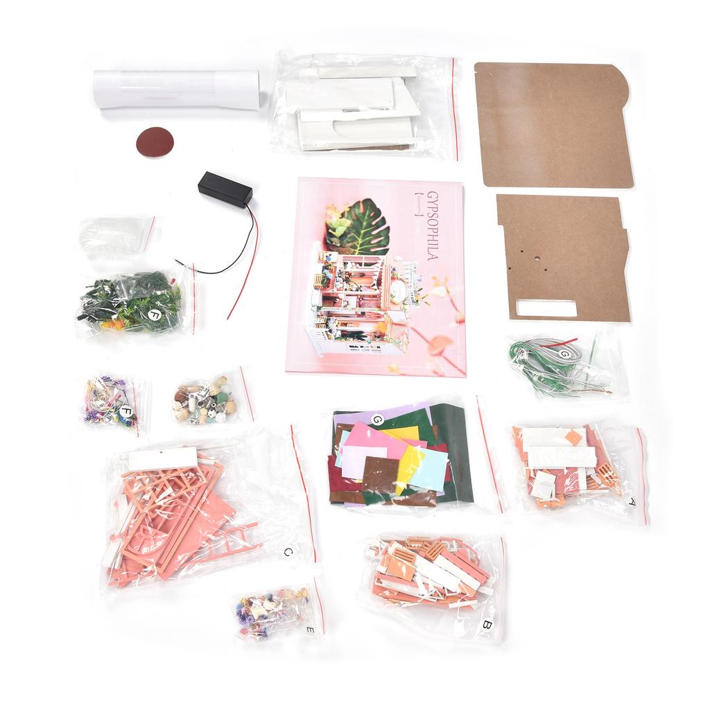 Flower DIY Assembly Dollhouse Mini Home Craft Model Doll House Model Toys Gift Decoration