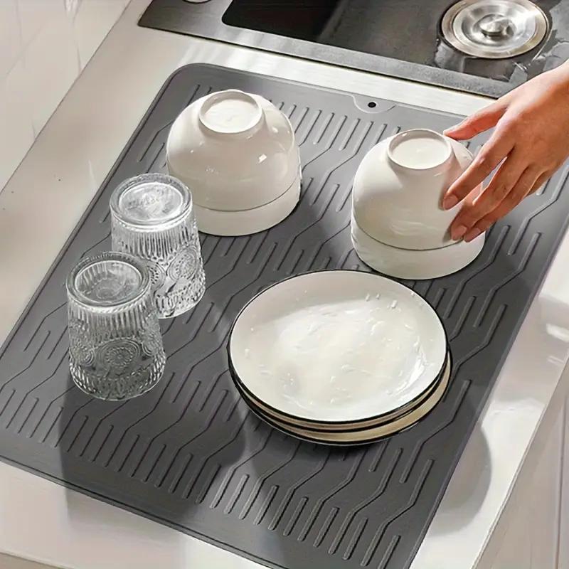 Silicone Dish Drying Mat Heat Resistant Drying Mat For Kitchen Counter Sink Refrigerator Drawer Liner Kitchen Drying Mat