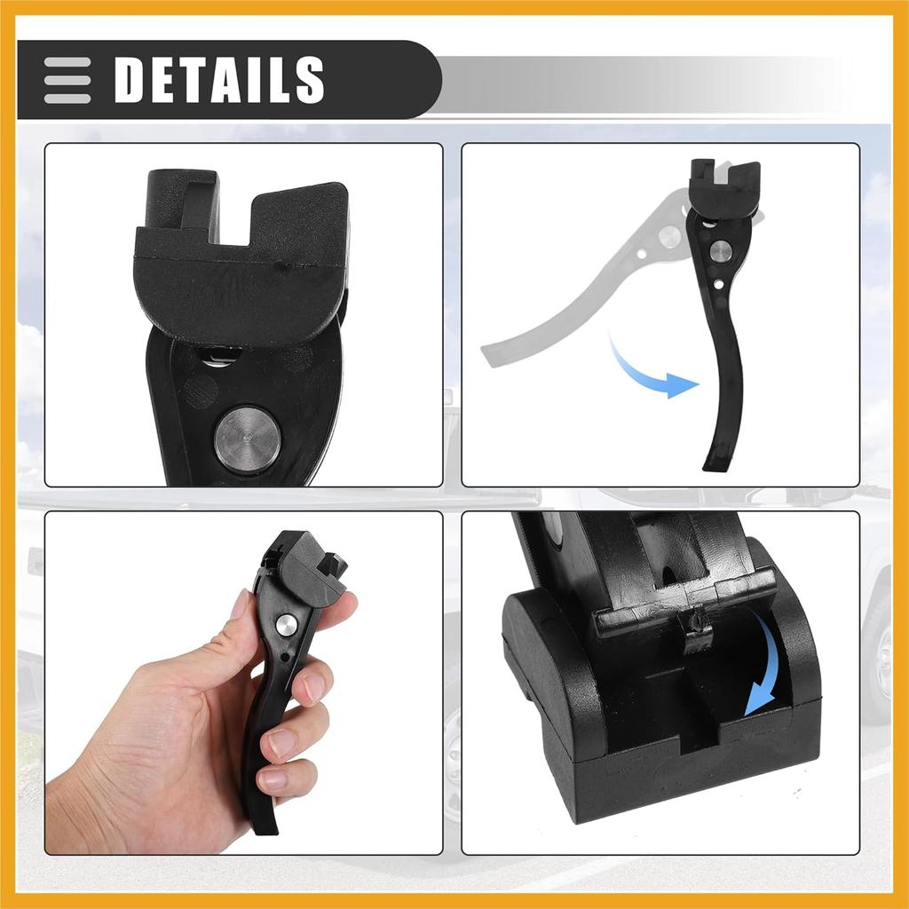 Grampo Traseiro, Grampo para Capota Marítima de Caminhão, Peças de Reposição Universais para Capota Marítima Rígida Dobrável ou Flexível, Plástico, Preto, 4 Peças