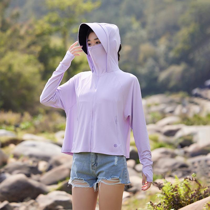 Ice silk sunscreen clothing women's UV protection cycling large brim sunscreen shirt sunscreen clothing jacket UPF10 + protection