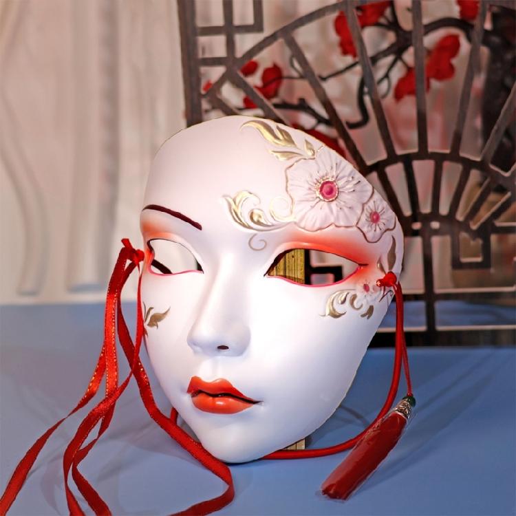 Maska Halloweenowa Ręcznie Malowana Maska Bal Maskowy Ozdoba z Frędzlami Maska do Teatru Maska na Całą Twarz Dla Kobiet Cosplay