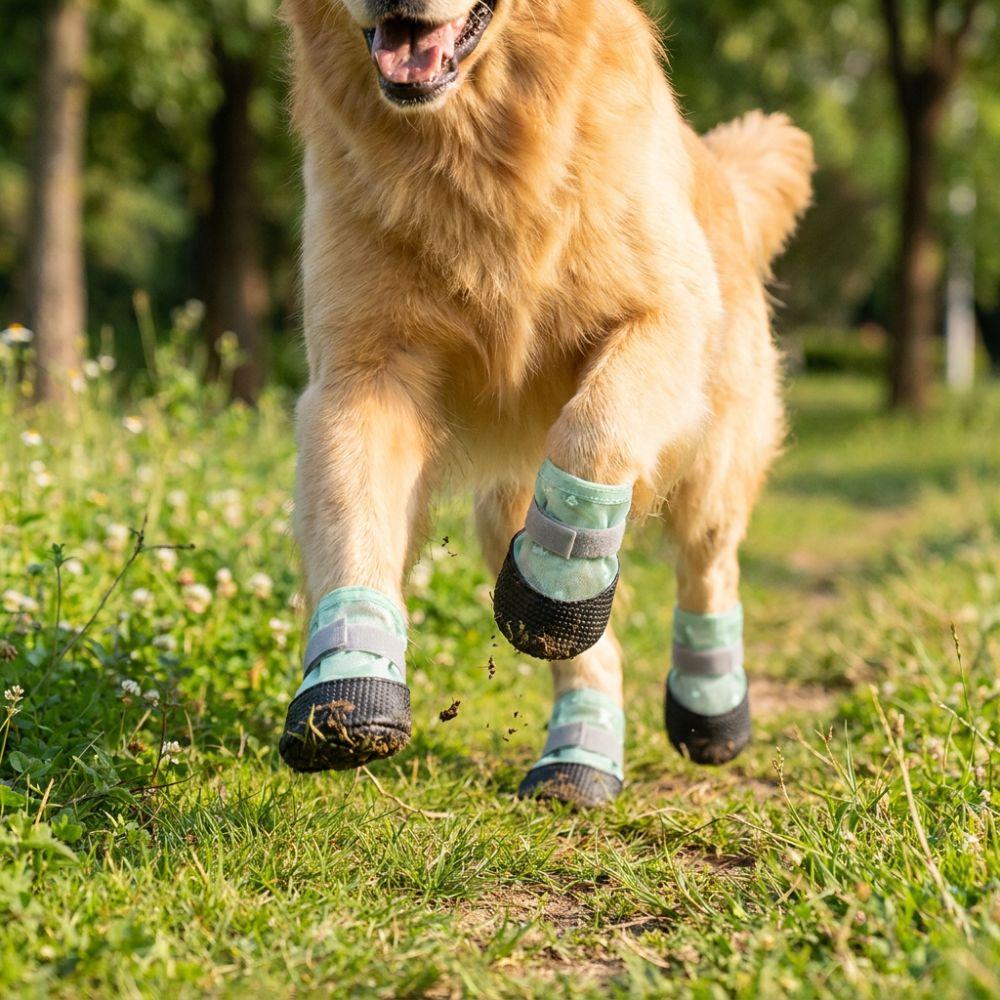 4Pcs Breathable Dog Mesh Shoes Non-Slip Foot Covers Fashion Dog Paw Protectors Walking Running