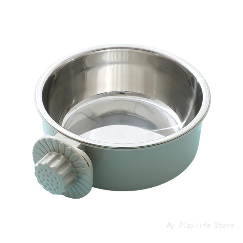 Pet Feeding Bowl Hanging Non-Slip Cats Dogs Food Bowls Stainless Steel Puppy Water Feeder Can Be Fixed On The Cage Pets Supplies