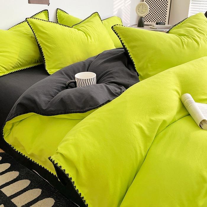 

3pcs Simple Double Solid Color Quilt Cover and Pillowcases Nordic King Queen Size Bedding Set Soft Comfort Brushed Duvet Cover 150x200cm 3 pcs set