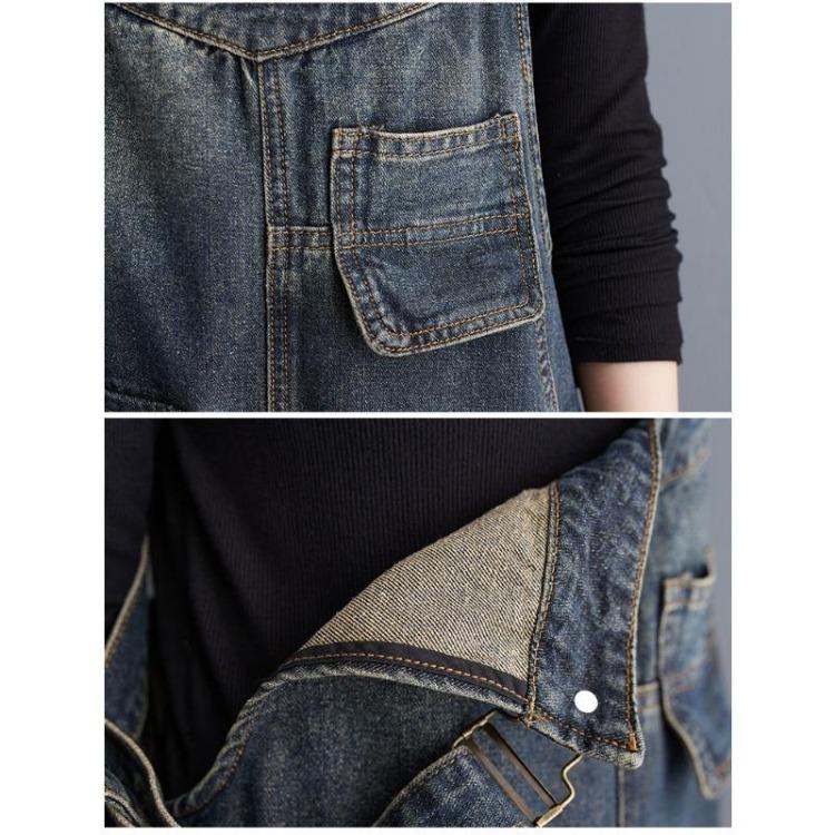 Women Elastic Long Pants Spring Denim Overalls Loose Casual Trousers Plus Size Basic Jeans
