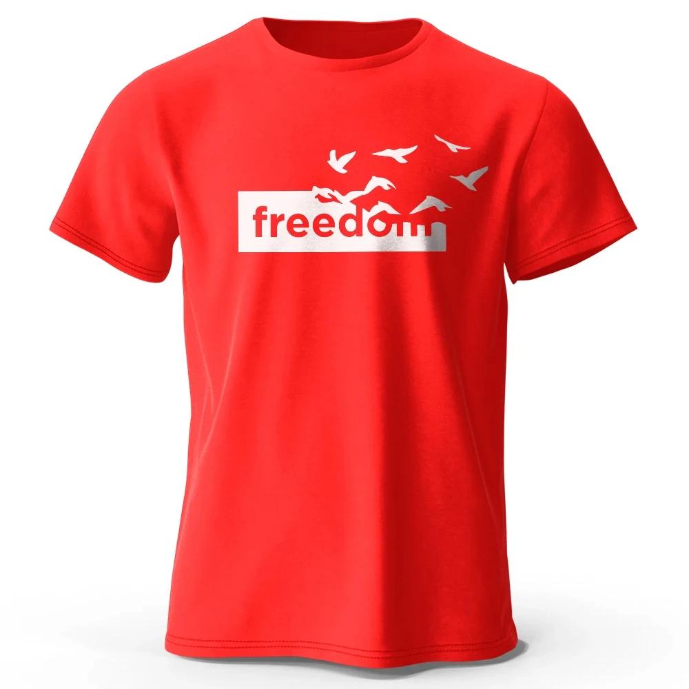 2025 Men's The Freedom Letter Printed T-Shirt 100_ Cotton Oversized Funny Graphic Tees for Men Women Summer Tops