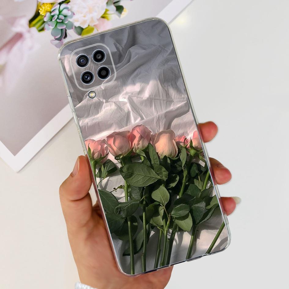 For Samsung Galaxy M32 Case SM-M325F Cover Popular Flower Clear Silicone Soft TPU Funda For Samsung M32 4G M 32 GalaxyM32 Bumper