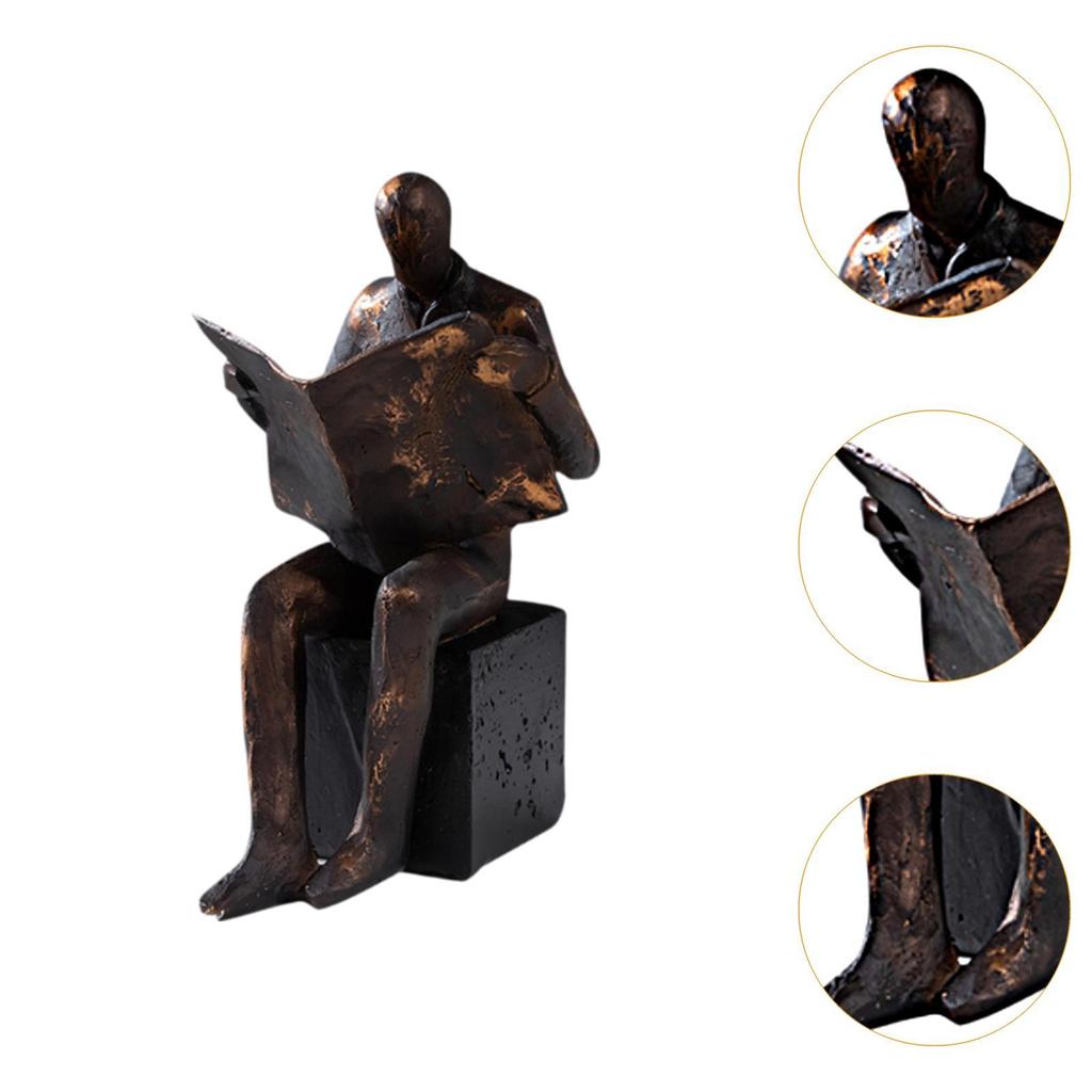 Lesende Figur Harz Buchstütze Dekoration Sammlerstück Buchleser Skulptur Schreibtischornament für Regale Arbeitszimmer Schreibtisch Wohnzimmer
