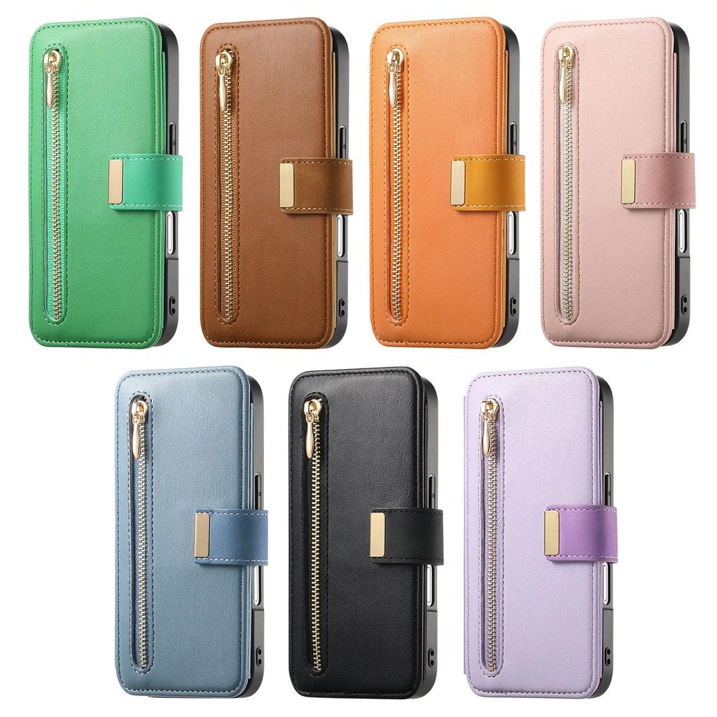2 in 1 Detachable Cards Solt Zipper Wallet Leather Case For iPhone 16 Pro Max 15 Plus 14 13 12 11 RFID Purse Pocket Flip Cover