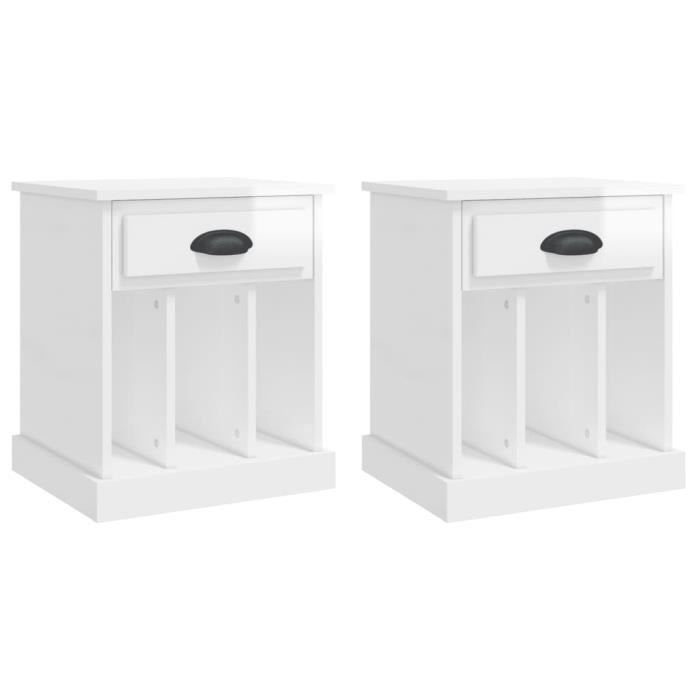 VidaXL Bedside Tables 2 Pcs Glossy White 43x36x50 Cm 816349